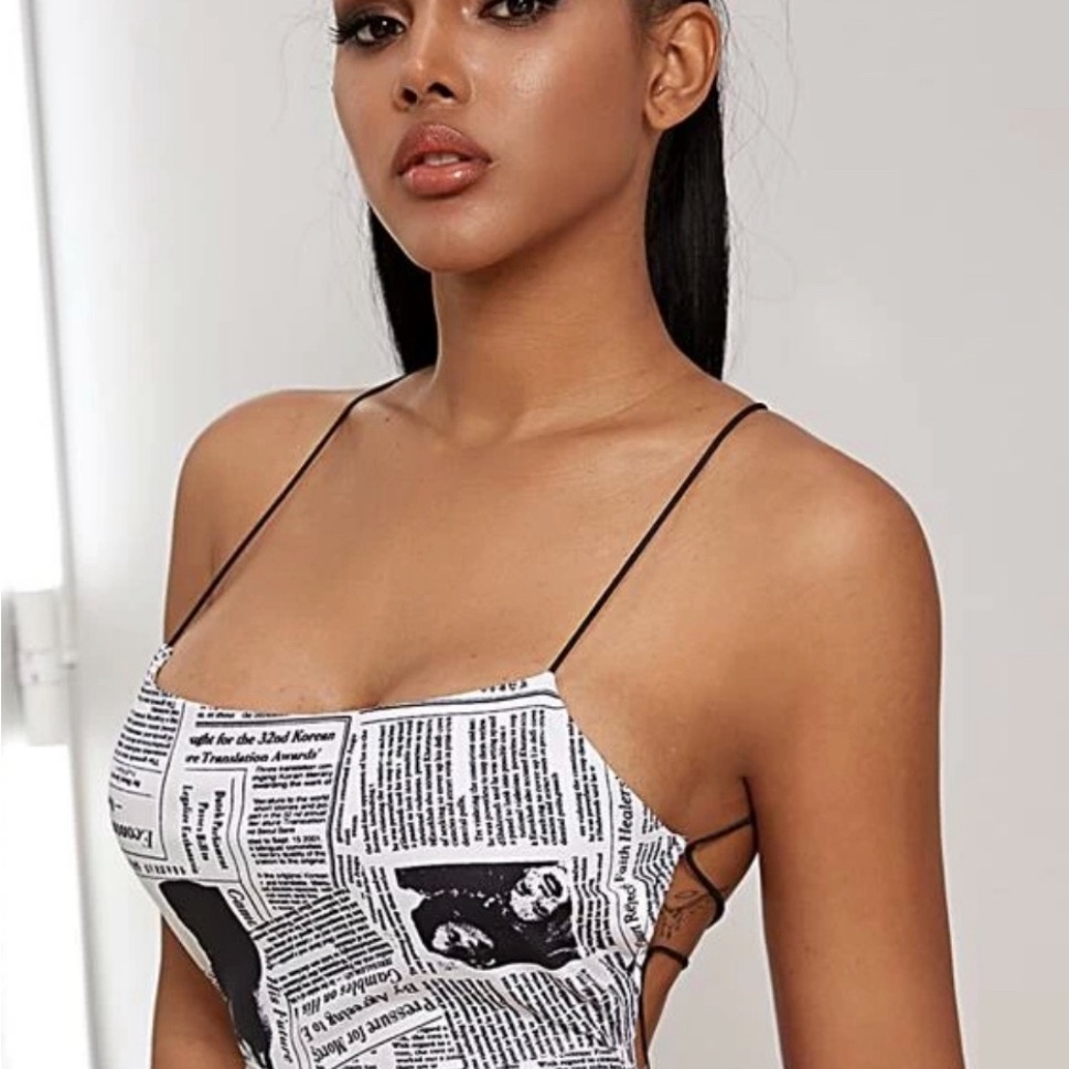 Stylish Black And White Print Women's Top